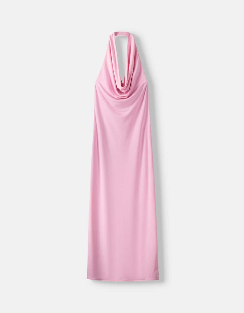 bershka maxi roza haljina