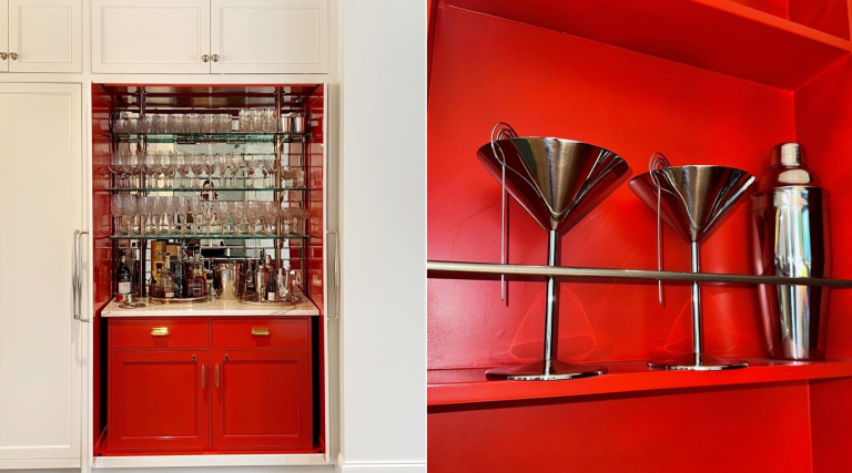 ideje za uređivanje kuhinje skriveni crveni bar