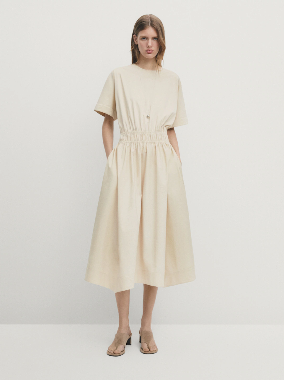 massimo dutti midi haljina bez